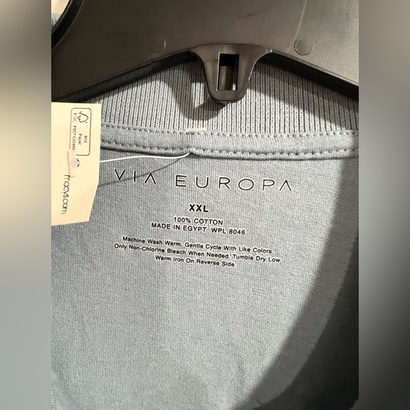 Men’s NWT new blue polo button down up shirt XXL Via Europa - Picture 8 of 8